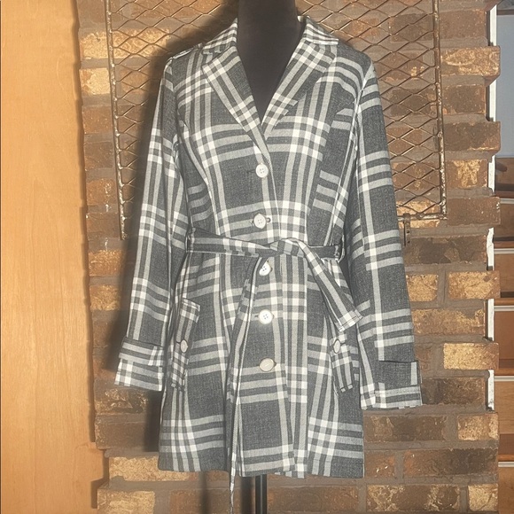 Susie Rosie Plaid Gray WhiteWomen's Jacket - M - Picture 1 of 6